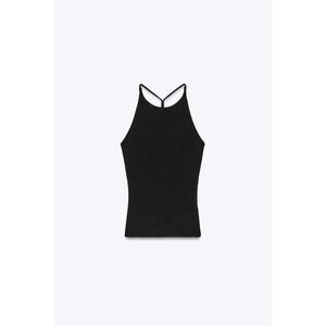 Women's Zara Black Strappy Back Ribbed Tank Top L